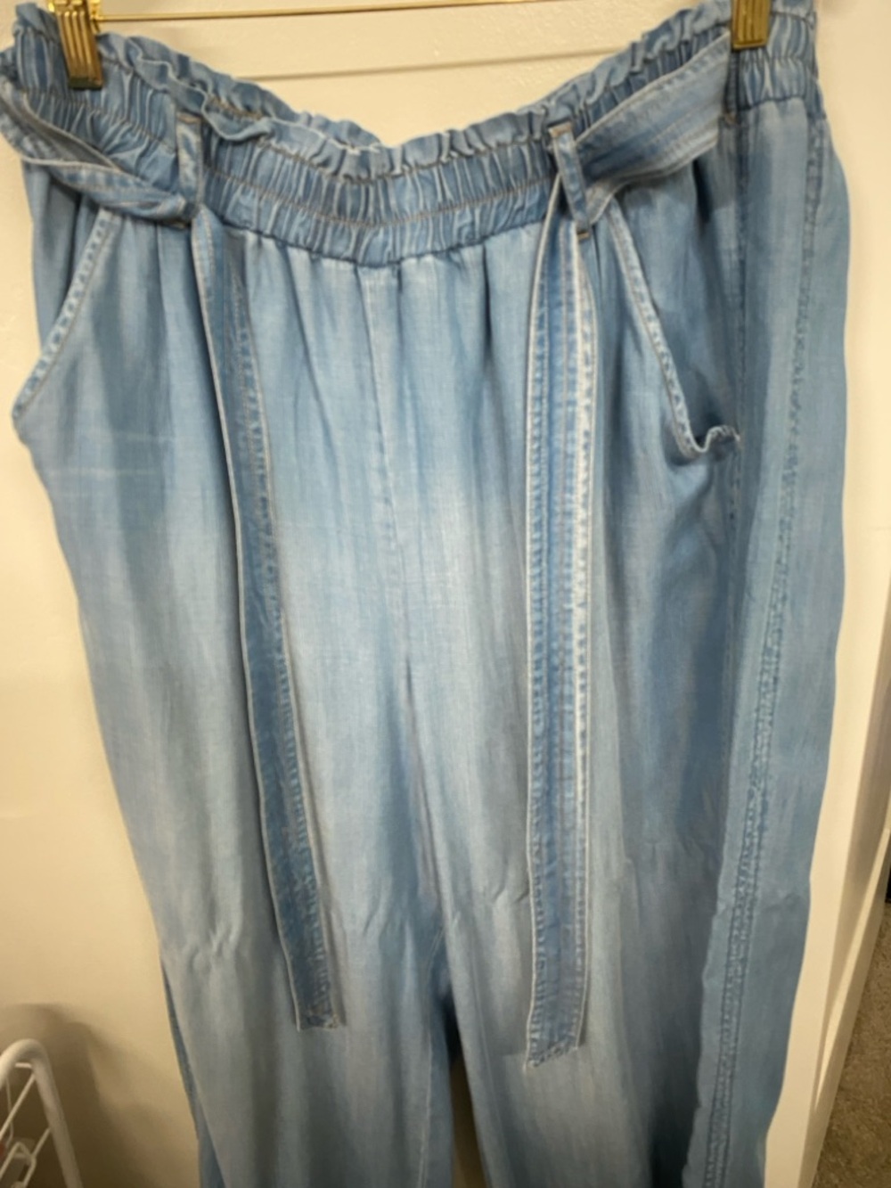 Knox Rose Light Blue High-Rise Elastic Waist Jeans with Tie